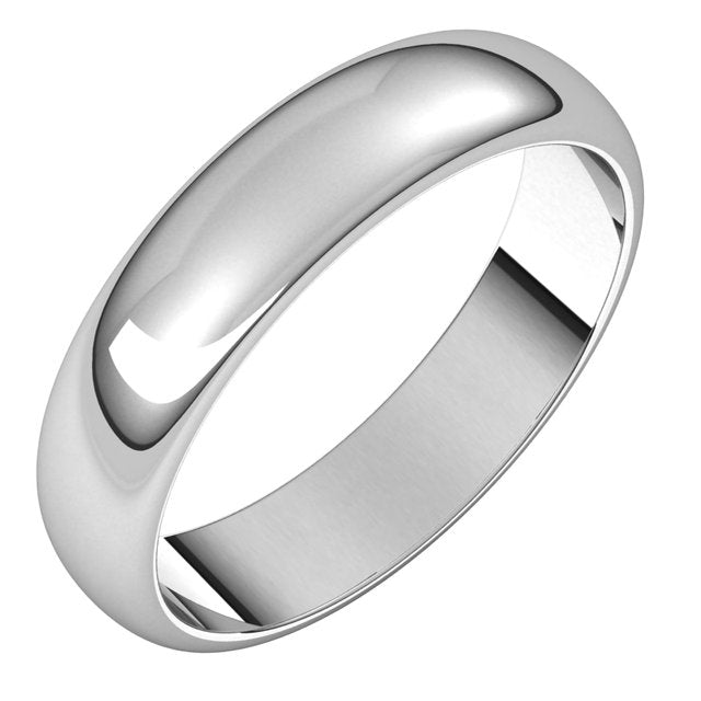 14K White 4.5 mm Half Round Band Size 10