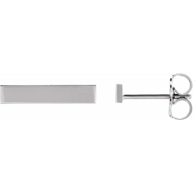 14K White Engravable Bar Earrings