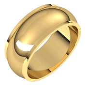 14K Yellow 8 mm Half Round Edge Band Size 11