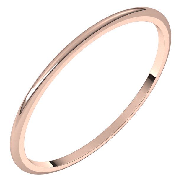 14K Rose 1 mm Half Round Light Band Size 9