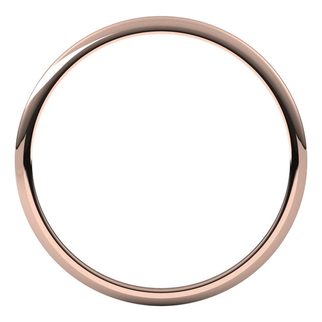 14K Rose 1 mm Half Round Light Band Size 9