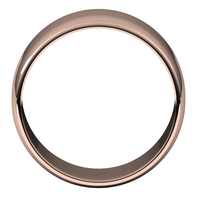 14K Rose 10 mm Half Round Light Band Size 7