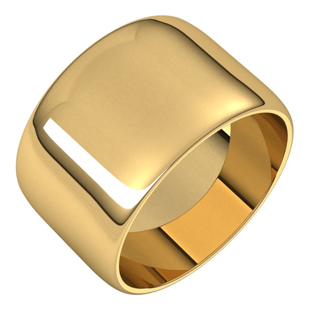 14k Yellow 12 Mm Half Round Light Band Size 10