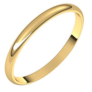 14K Yellow 2 mm Half Round Ultra-Light Band Size 6