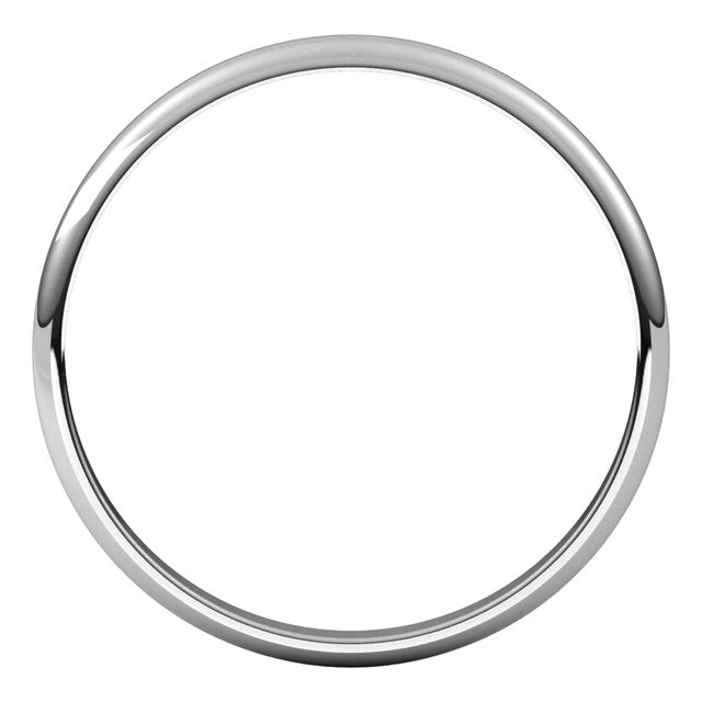 14K White 2 mm Half Round Ultra-Light Band Size 9