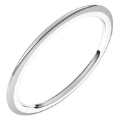 14K White 1 mm Half Round Comfort Fit Band Size 15.5