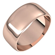 18K Rose 8 mm Half Round Ultra-Light Band Size 10