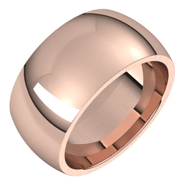 14k Rose 10 Mm Half Round Comfort Fit Band Size 4.5