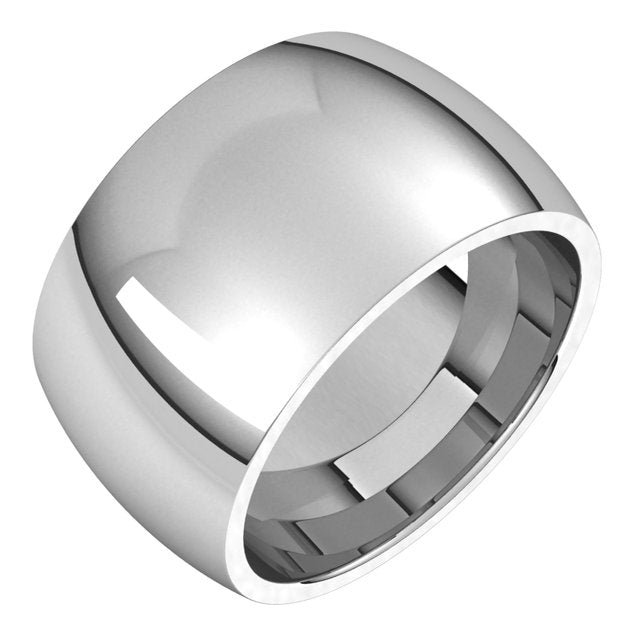 14k White 12 Mm Half Round Comfort Fit Band Size 13