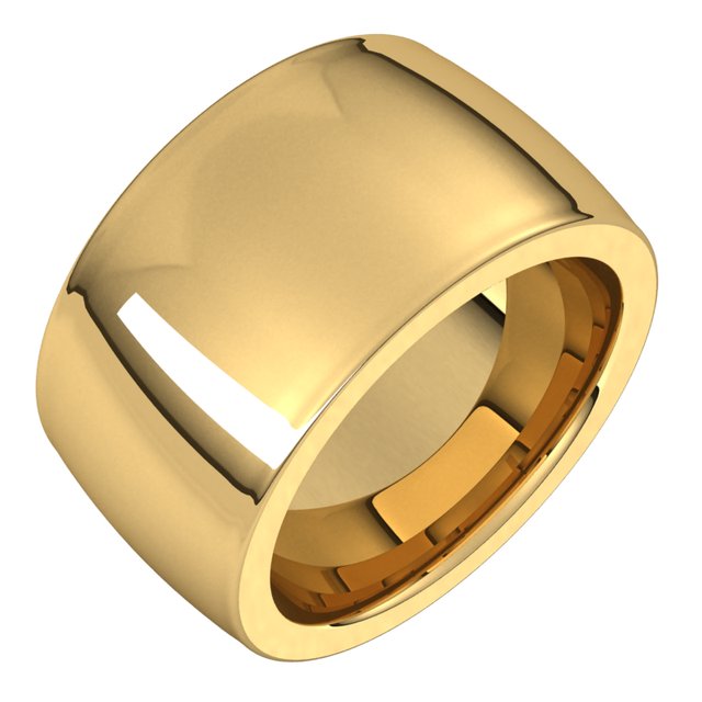 14K Yellow 12 mm Half Round Comfort Fit Heavy Band Size 9
