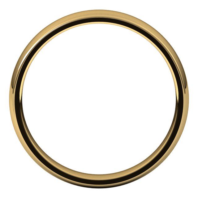 14k Yellow 3.5 Mm Half Round Comfort Fit Light Band Size 8