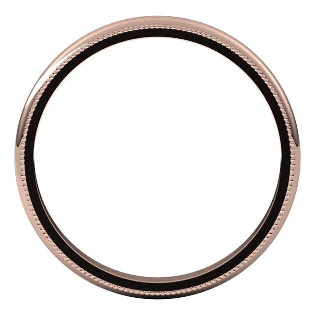 14k Rose 2.5 Mm Milgrain Half Round Band Size 7