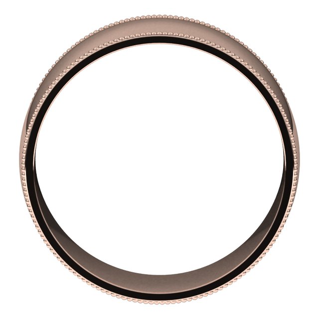 14K Rose 9 mm Milgrain Half Round Comfort Fit Band Size 6