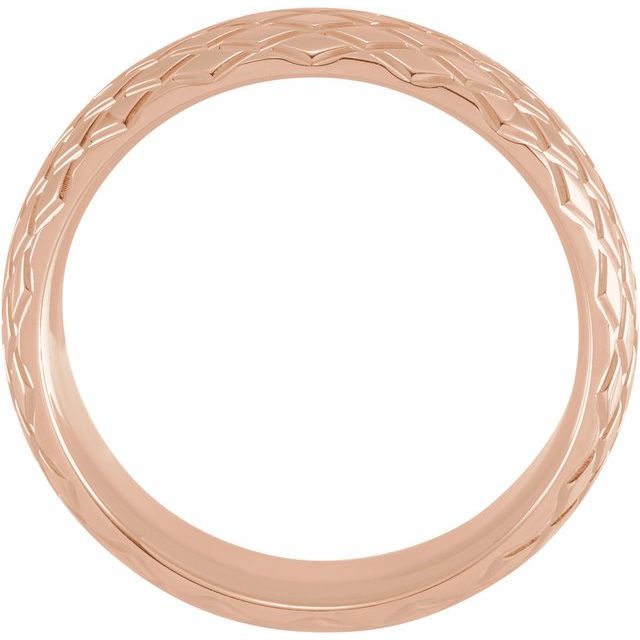 14K Rose 6 mm Rhombus Patterned Band Size 9.5