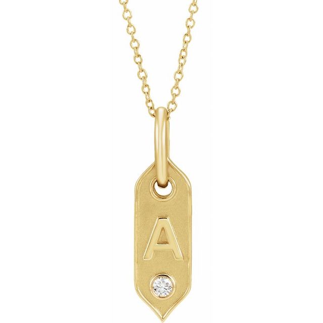 14K Yellow .05 CT Natural Diamond Initial A 16-18' Necklace