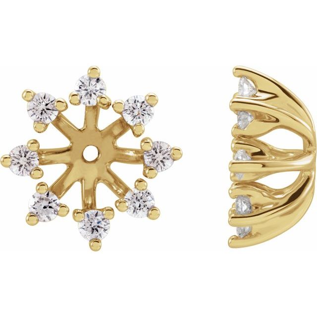 14k Yellow 6 Mm Id 1/2 Ctw Natural Diamond Earring Jackets