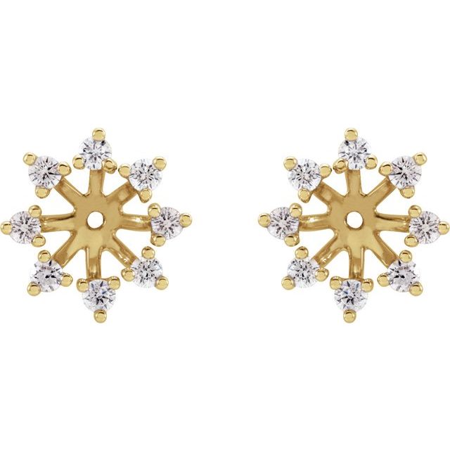 14k Yellow 6 Mm Id 1/2 Ctw Natural Diamond Earring Jackets