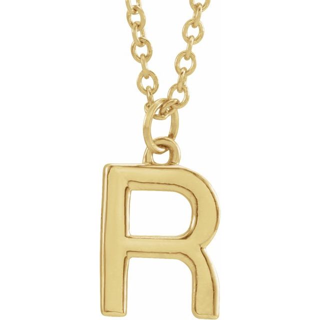 14K Yellow Initial R Dangle 18' Necklace