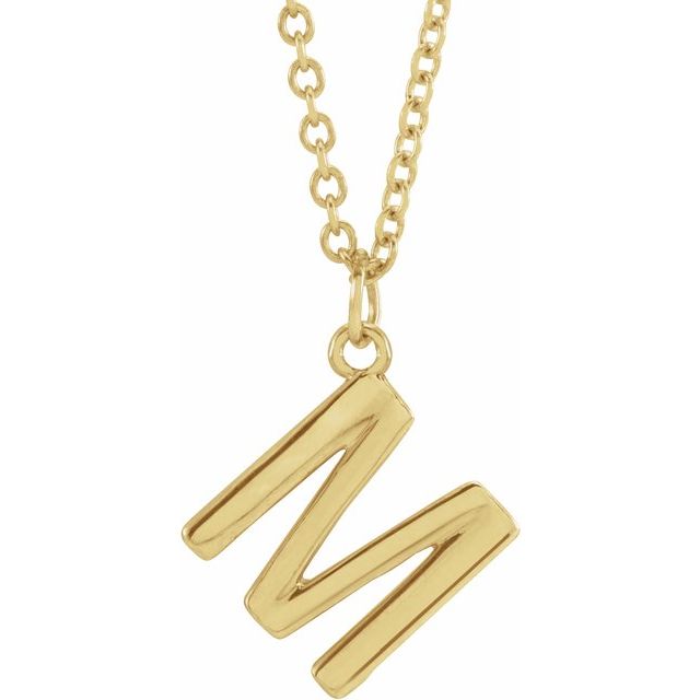 14K Yellow Initial M Dangle 18' Necklace