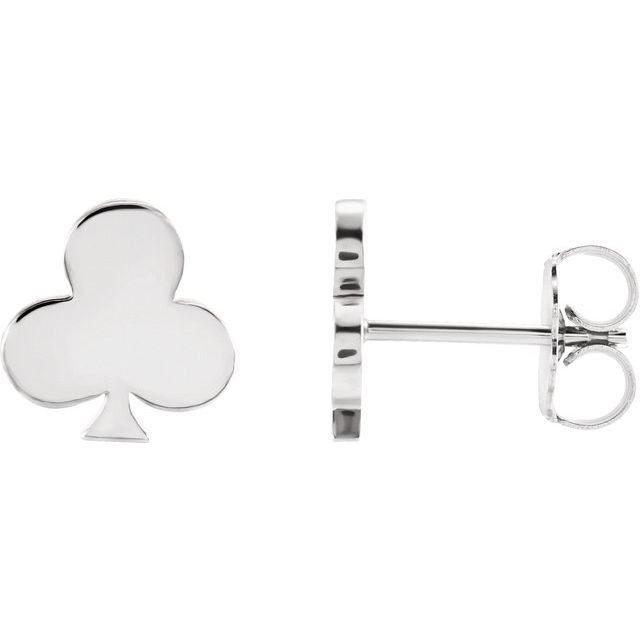 14K White Club Earrings
