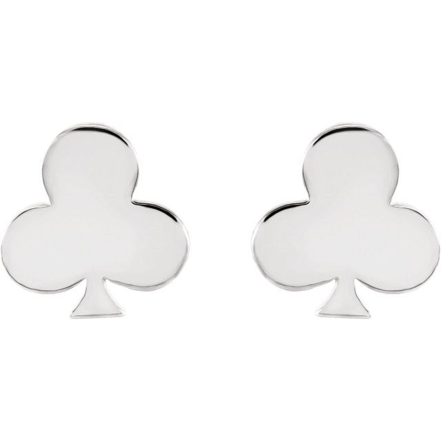 14K White Club Earrings