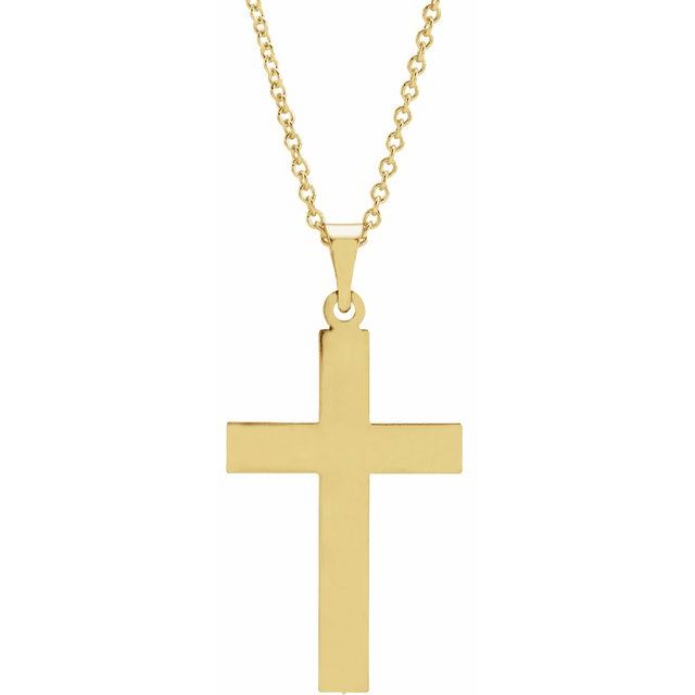 14k Yellow 22 X 14 Mm Cross 18' Necklace