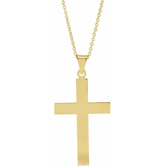 14k Yellow 28 X 18 Mm Cross 18' Necklace