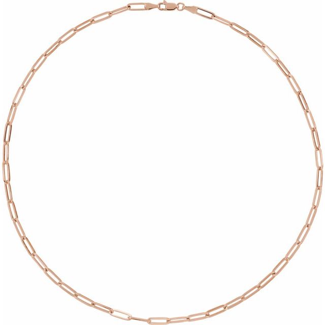 14K Rose 3.85 mm Paperclip-Style 18' Chain