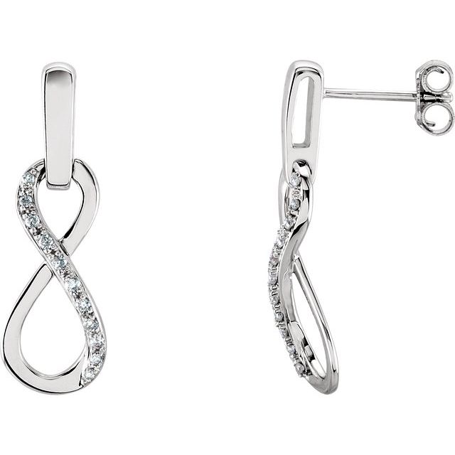 14k White 1/10 Ctw Natural Diamond Infinity-inspired Earrings