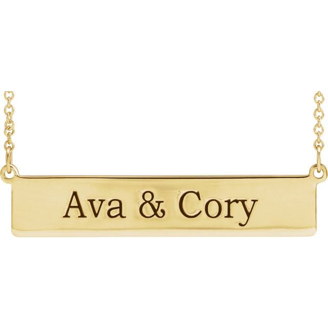 14K Yellow Be Posh® Engravable Bar 19 1/2' Necklace