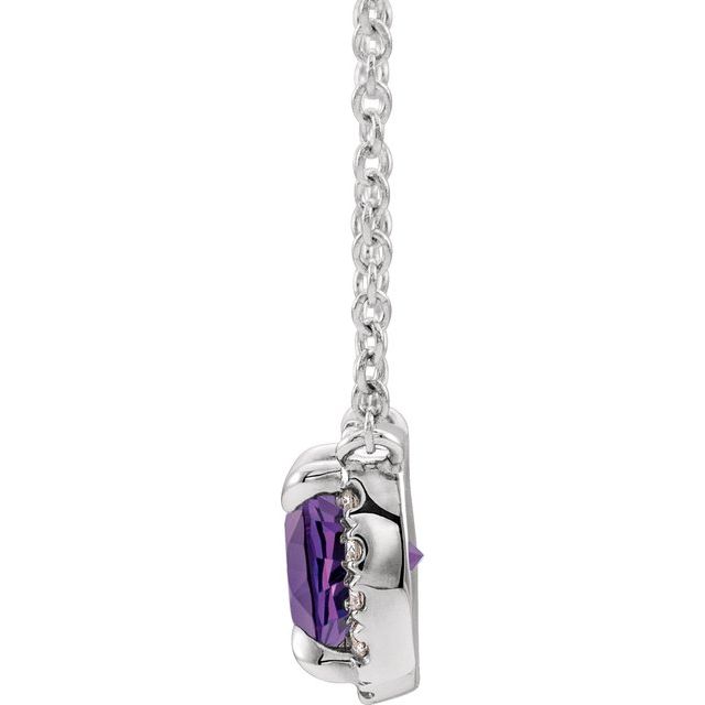 Sterling Silver Natural Amethyst & .05 CTW Natural Diamond 18' Necklace