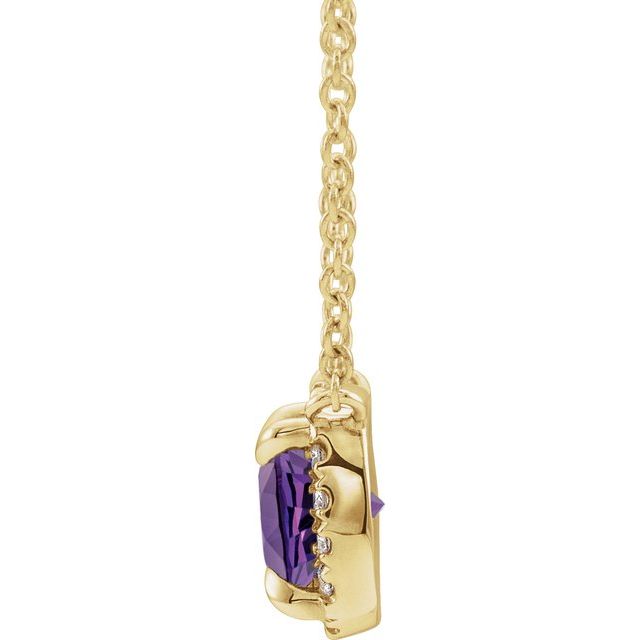 14k Yellow Natural Amethyst & .05 Ctw Natural Diamond 16' Necklace