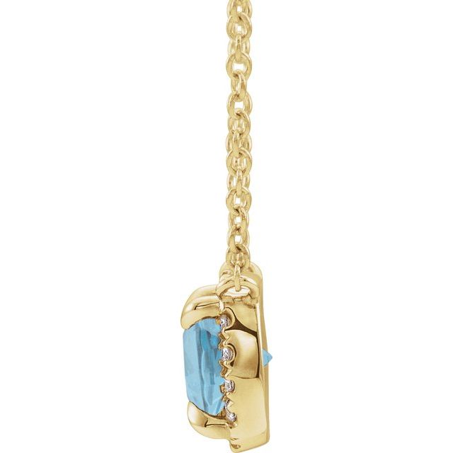 14K Yellow Natural Aquamarine & .05 CTW Natural Diamond 18' Necklace