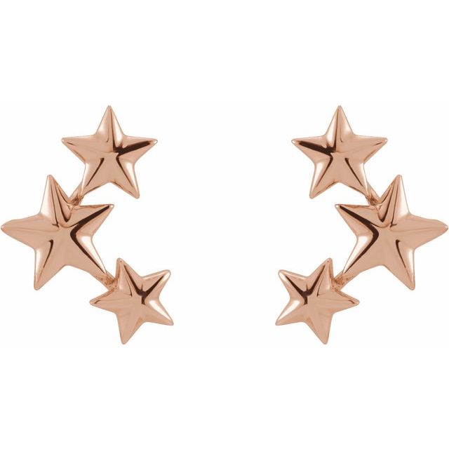 14K Rose Star Ear Climbers