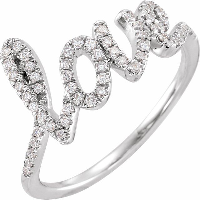 14k White 1/4 Ctw Natural Diamond Love Ring