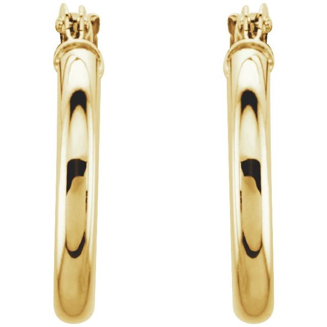 14k Yellow Tube 15 Mm Hoop Earrings