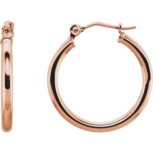 14K Rose Tube 20 mm Hoop Earrings