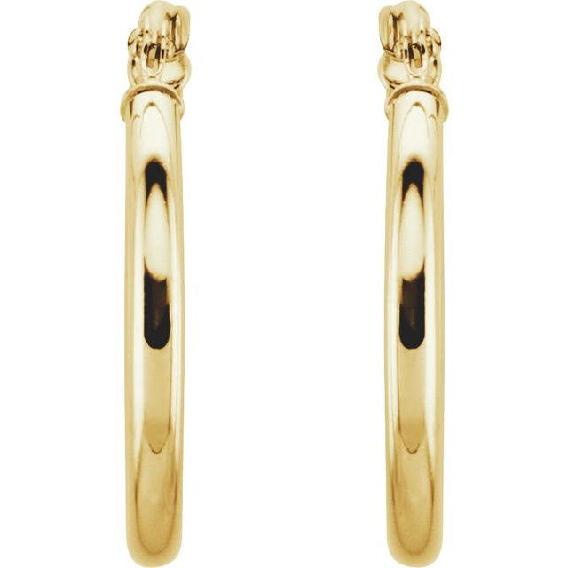 14K Yellow Tube 20 mm Hoop Earrings