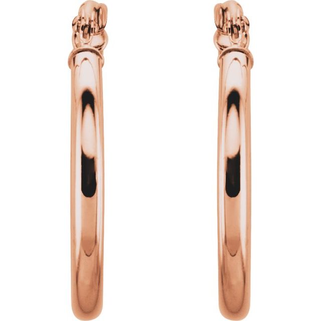 14K Rose Tube 20 mm Hoop Earrings
