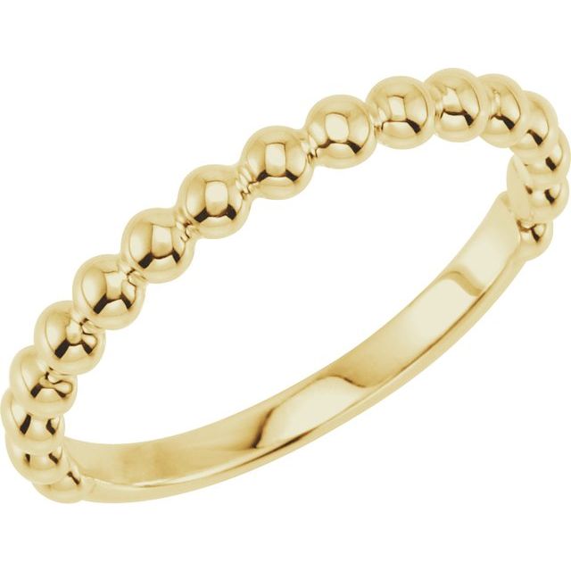 14K Yellow Stackable Beaded Ring