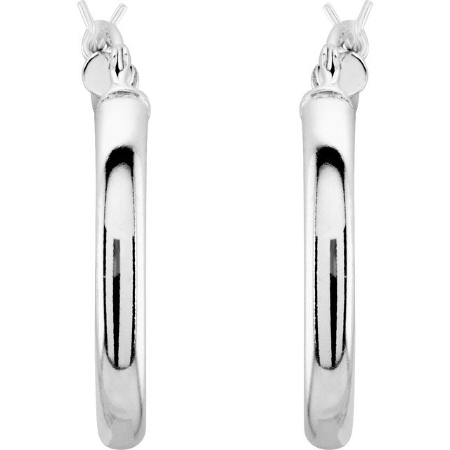 Sterling Silver Tube 20 mm Hoop Earrings
