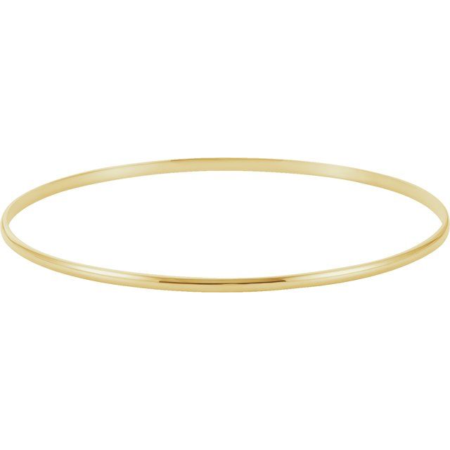 14K Yellow 2 mm Half Round Bangle 7 1/2' Bracelet