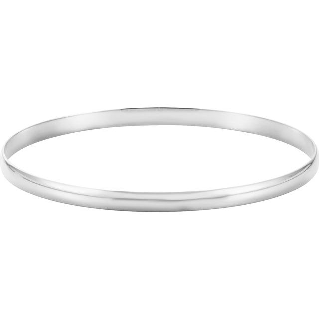 14K White 6 mm Half Round Bangle 7 3/4' Bracelet