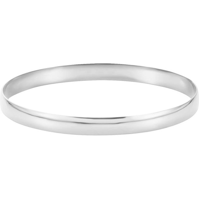 14K White 6 mm Half Round Bangle 7 3/4' Bracelet
