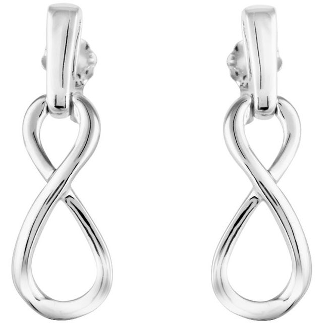 14K White Infinity-Inspired Dangle Earrings