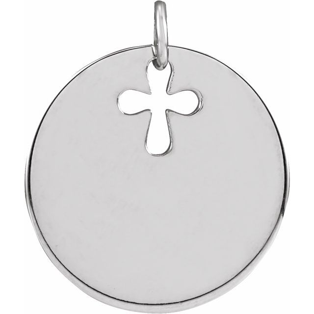 Sterling Silver Pierced Cross Disc Pendant