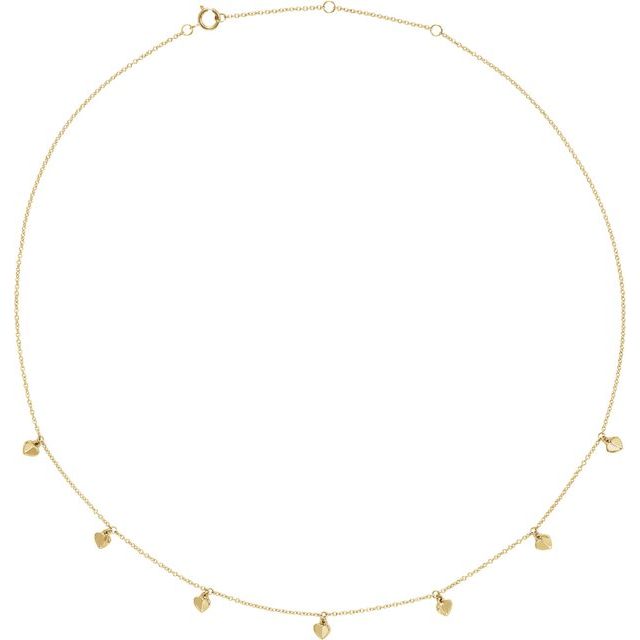14K Yellow Heart 7-Station 16-18' Necklace