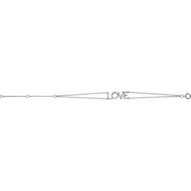 14K White 1/4 CTW Natural Diamond Love 5-7' Bracelet