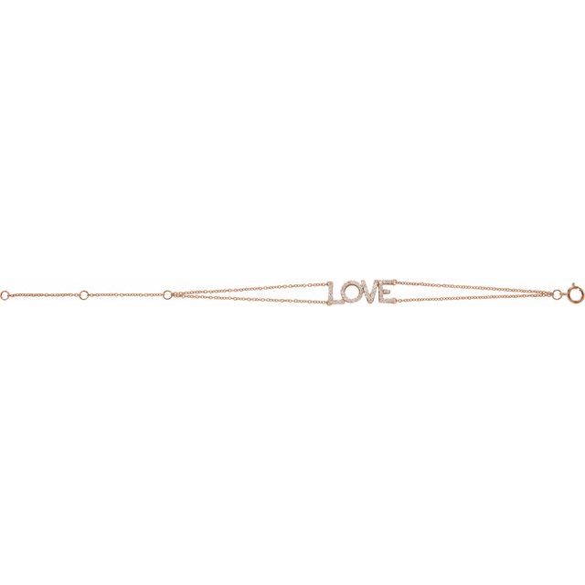 14K Rose 1/4 CTW Natural Diamond Love 5-7' Bracelet