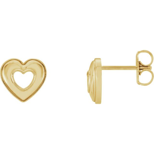 14k Yellow 8.5x8 Mm Heart Earrings